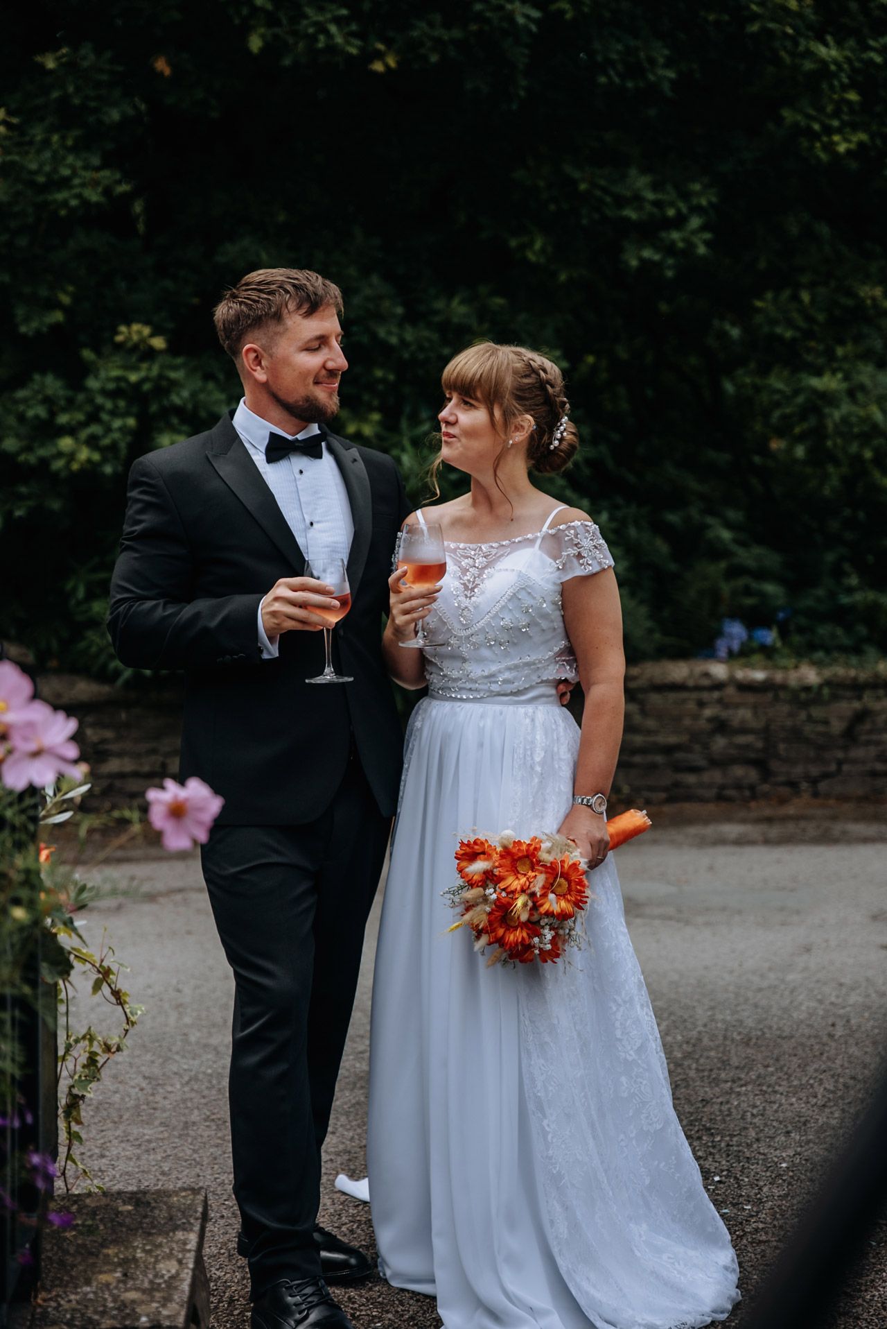 Bride and groom portraits at Briery Wood Hotel, Windermere