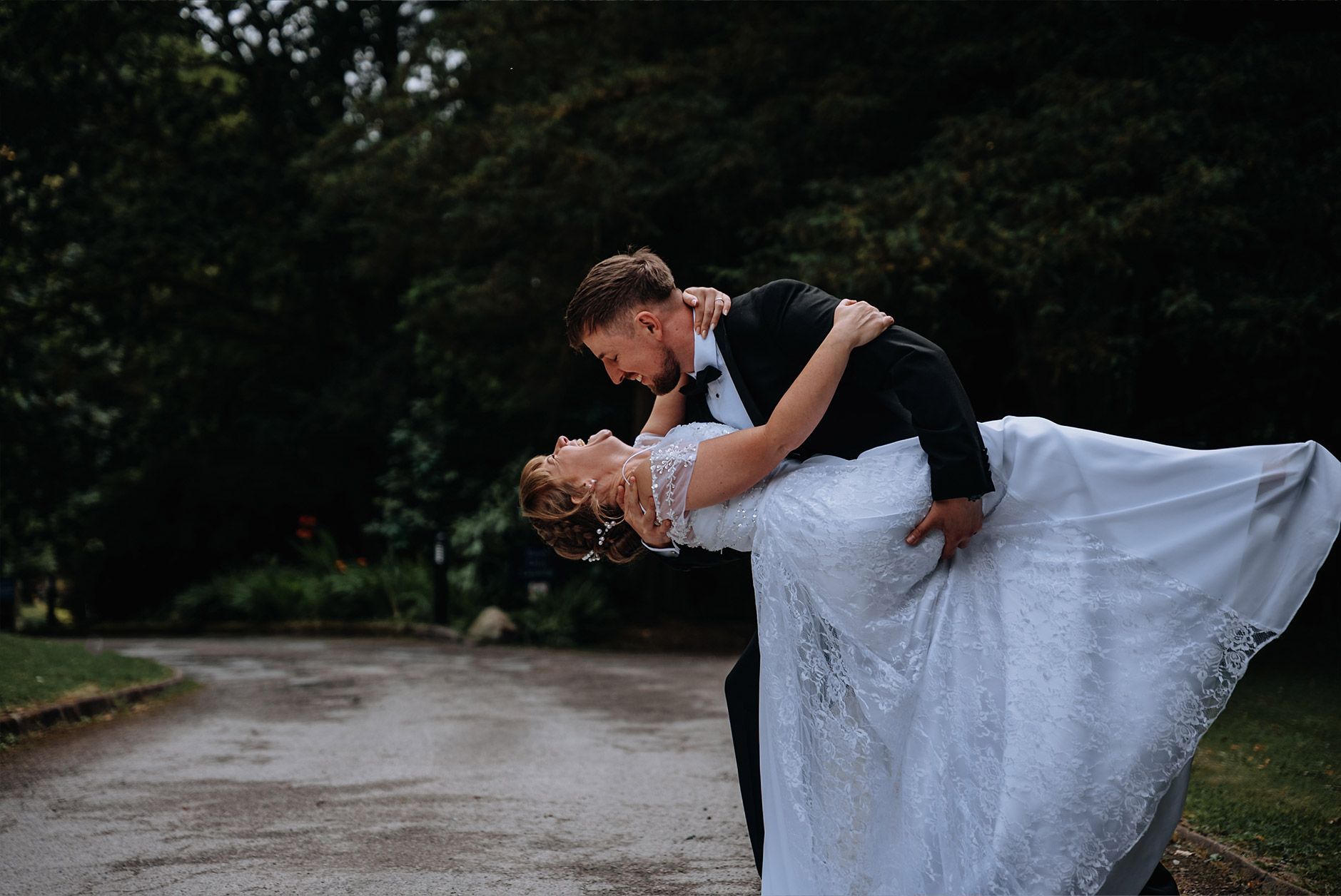 Bride and groom portraits at Briery Wood Hotel, Windermere