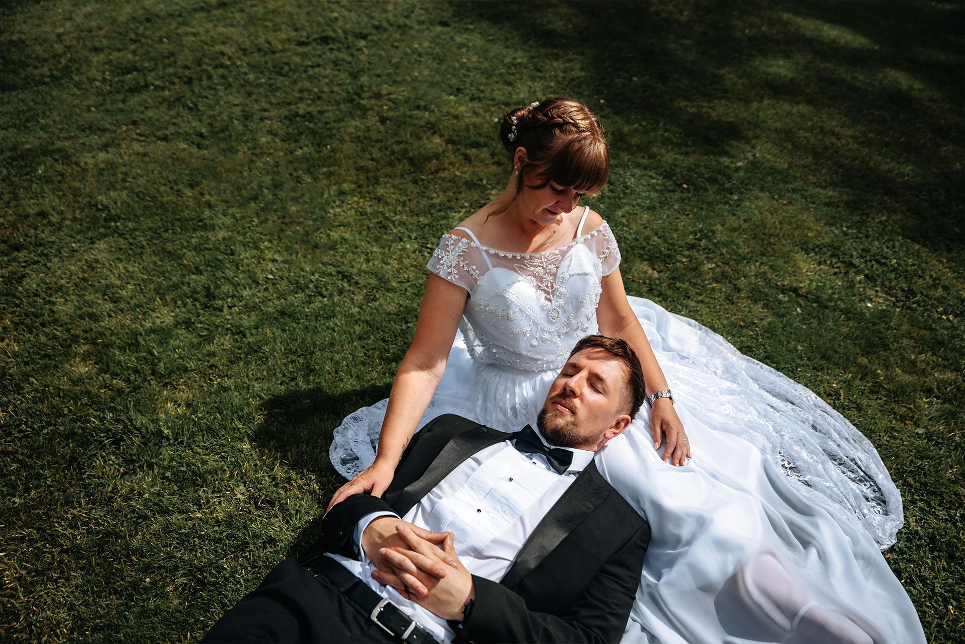 Lake District wedding photographer capturing a bride and groom at Briery Wood Hotel, Windermere