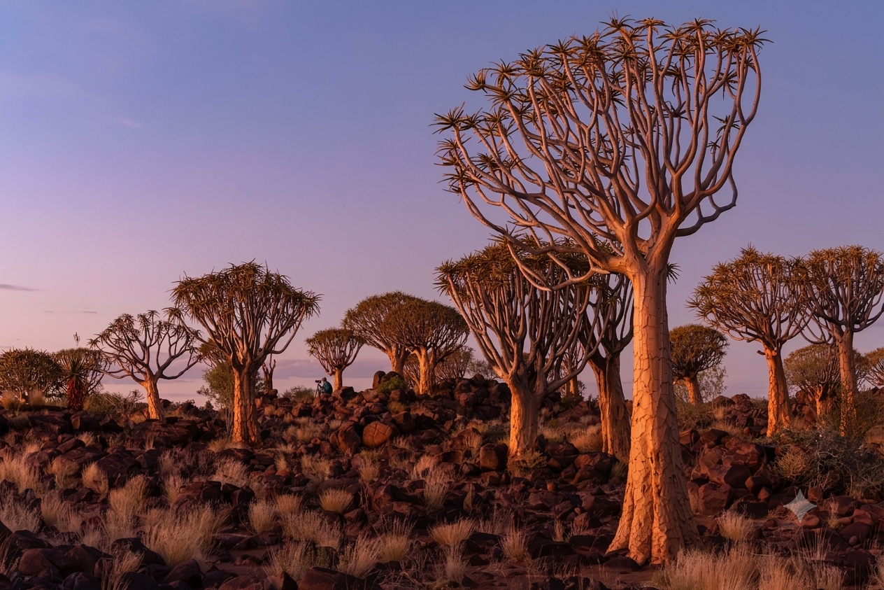 Quiver Tree Forest, Keetmanshoop, Namibia, dusk silhouettes