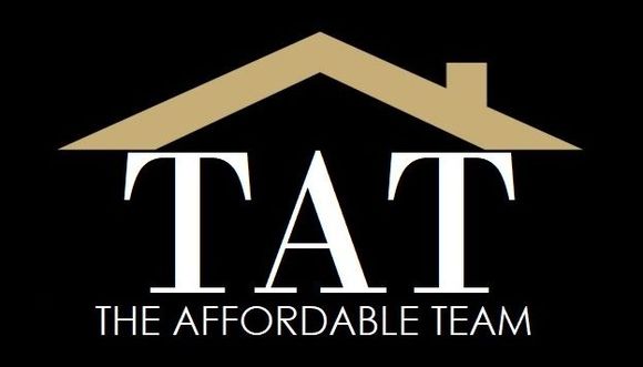 Tan roof logo with “TAT” and “THE AFFORDABLE TEAM” on black background