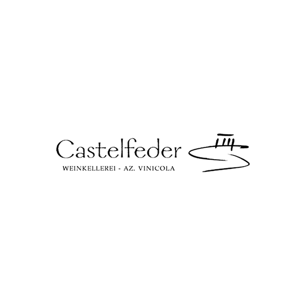Ein schwarz-weißes Logo für die Weinkellerei Castelfeder