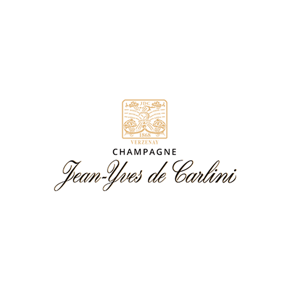 Das Logo für Champagner von Jean-Yves de Carlini befindet sich auf einem weißen Hintergrund.