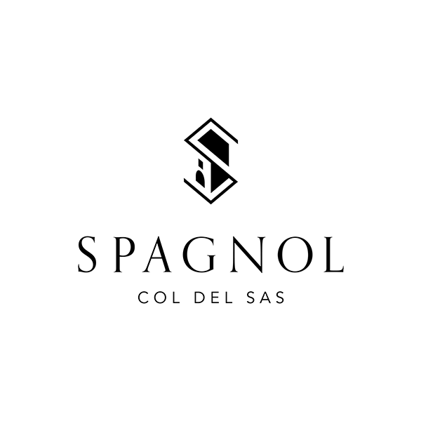 Ein schwarz-weißes Logo für ein Unternehmen namens Spagnol Col del Sas.