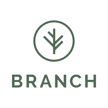 Logo for Branch: green tree icon inside a circle above the word