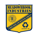 Logo for Meadowbrook Industries, a solid waste and recycling company in Jackson, NJ, featuring a blue and yellow shield.
