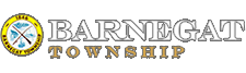 Logo for Barnegat Township featuring a yellow circular seal with crossed muskets and the text