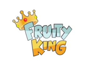 Colorful “Fruity King” logo with a golden crown over the text