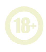 Pale yellow “18+” age-restriction symbol inside a circular border on a white background