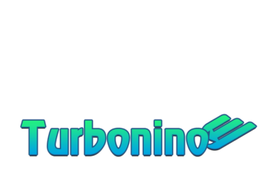 Turbonino logo in teal and blue with stylized motion lines on a white background