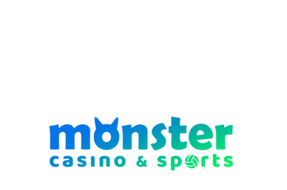 Blue and green Monster Casino & Sports logo on a white background