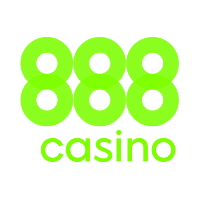 Neon green 888 casino logo on a white background