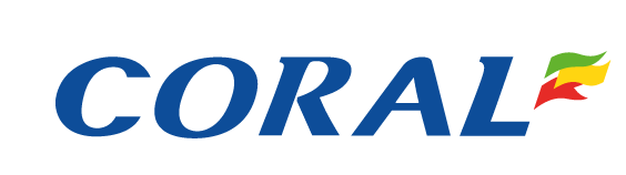 CORAL logo in blue italic letters with red, yellow, and green accents at the end