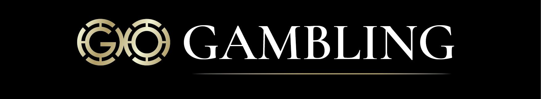 Gold “GO” logo on white background with a thin gray horizontal line beneath it