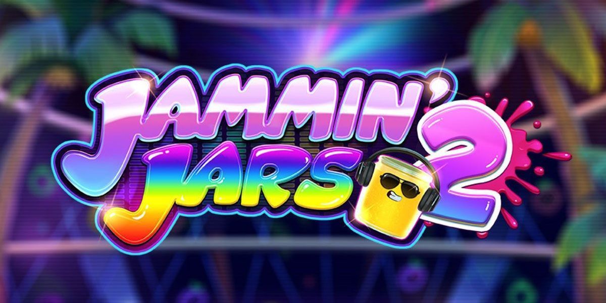 Jammin’ Jars 2 game logo in purple and orange with a small jar icon on a dark neon background