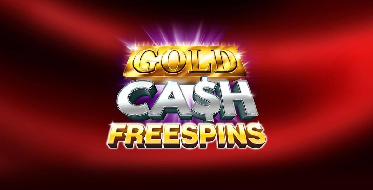 Gold Cash Freespins game title on a red and black background