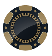 Round black-and-gold casino chip icon with star accents and beige edge panels