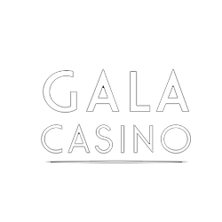 Outlined “GALA CASINO” logo in thin gray letters on a white background