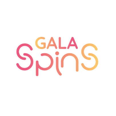 GALA SPINS logo in pink and orange script on a white background
