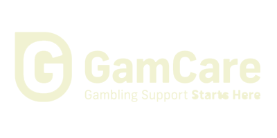 GamCare logo with pale yellow text and icon on a white background