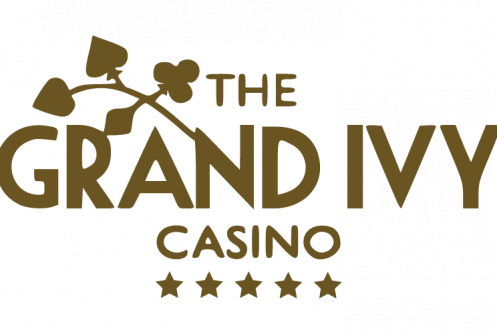 The Grand Ivy Casino logo with brown text, ivy leaves, and five stars on a white background