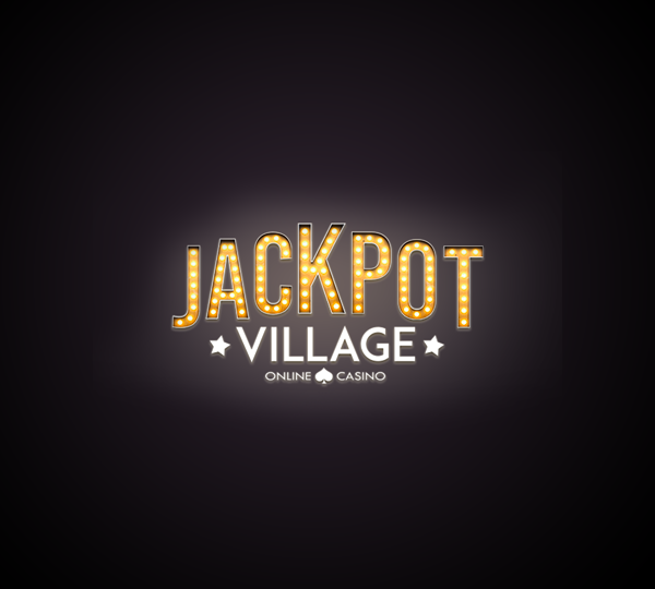 Jackpot Village casino logo in gold and white on a dark background