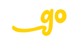 Yellow handwritten “go” with an arrow-like underline on a white background