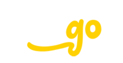 Yellow handwritten “go” on a white background