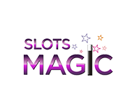 SLOTS MAGIC logo in purple and pink with star icons on a white background