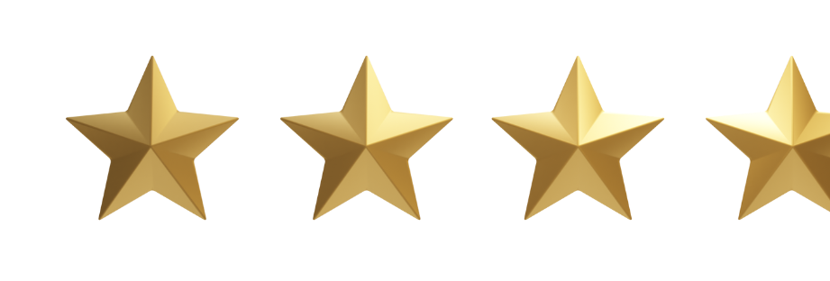 Four gold stars in a horizontal row on a white background