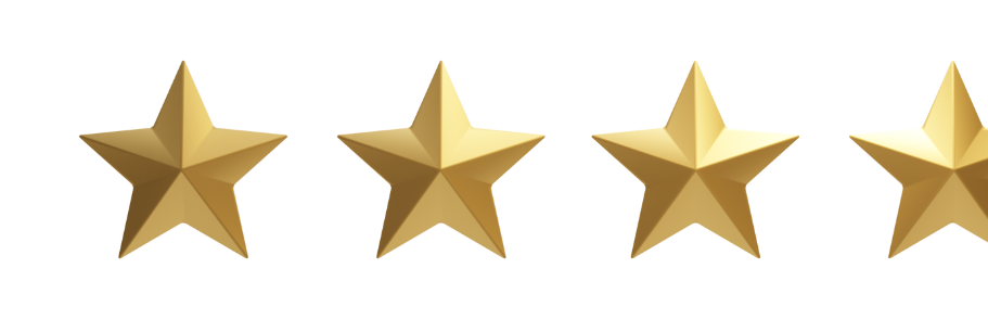 Four gold five-point stars on a white background