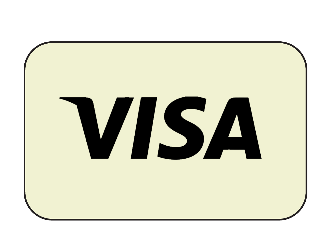 Visa logo on a cream background with black lettering
