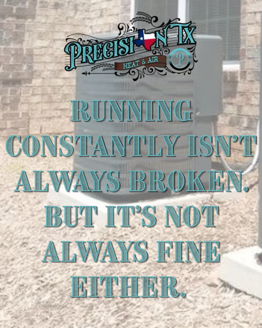 Turquoise wall sign reading, “Running constantly isn’t always broken. But it’s not always fine either.”
