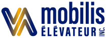 Logo de Mobilis Élévateur Inc. en bleu et or sur fond blanc