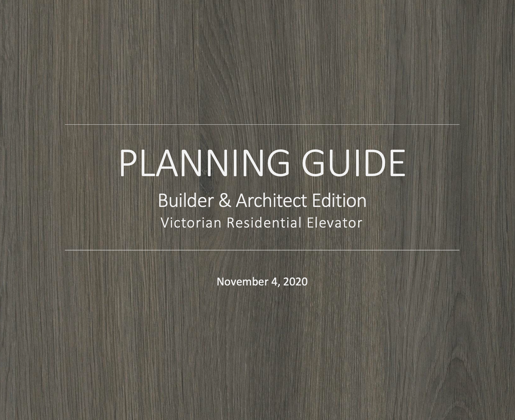 Couverture du guide de planification avec fond imitation bois, texte blanc, édition constructeurs et architectes, 4 novembre 2020