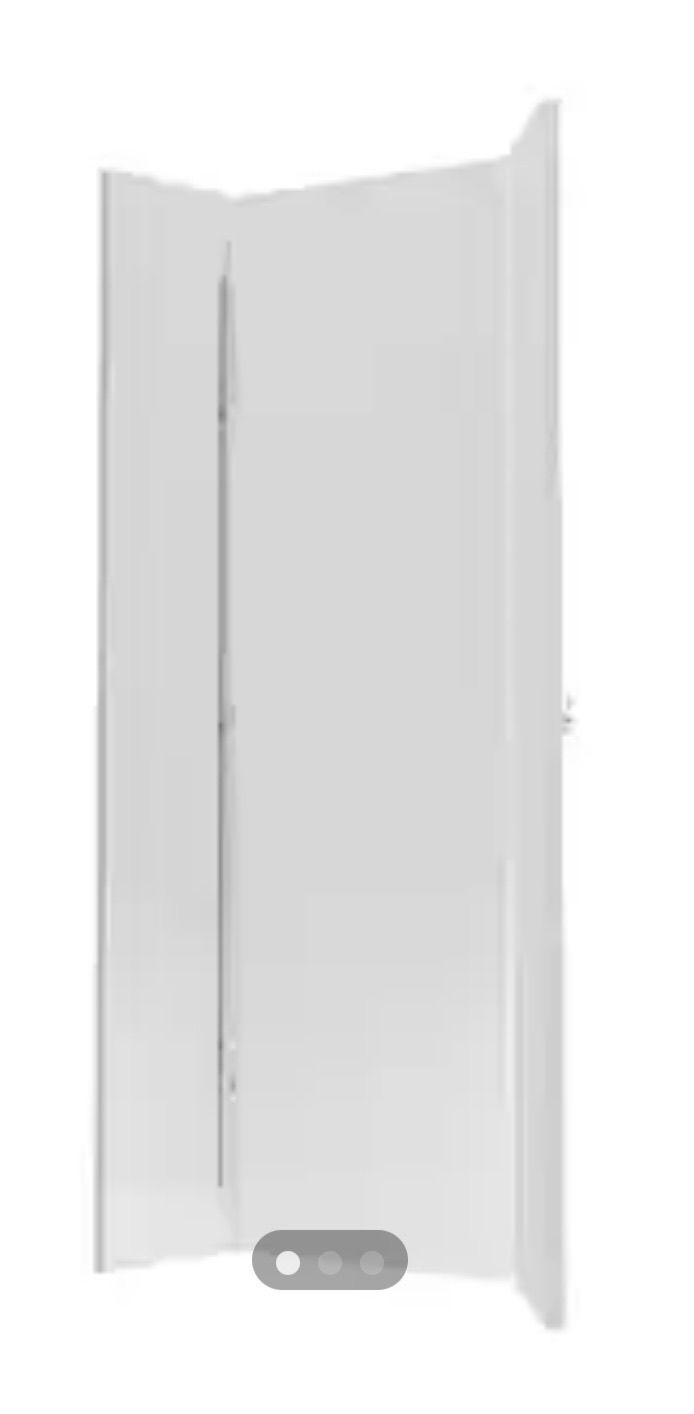 White, three-panel folding screen, with a control panel at the base.