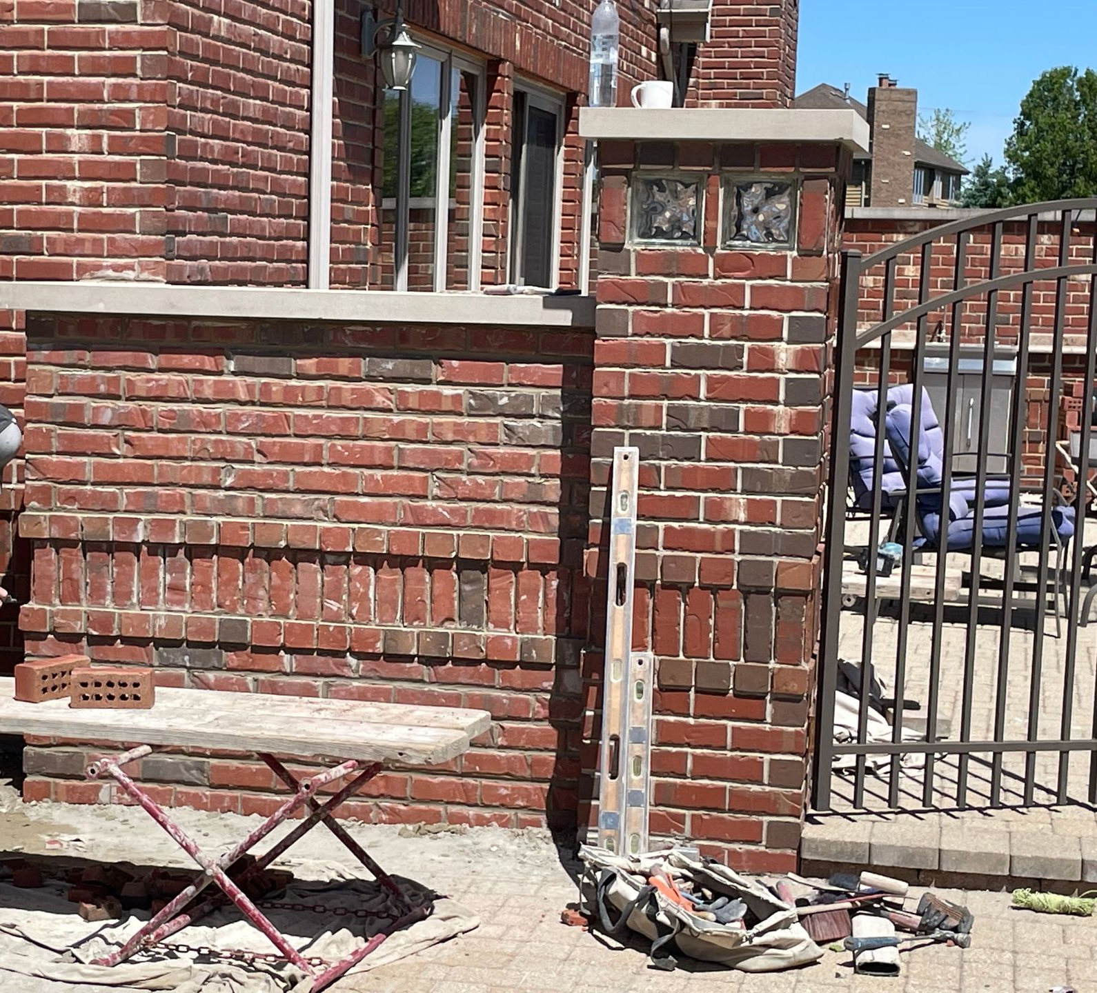 Brick wall construction in Crown Point, IN