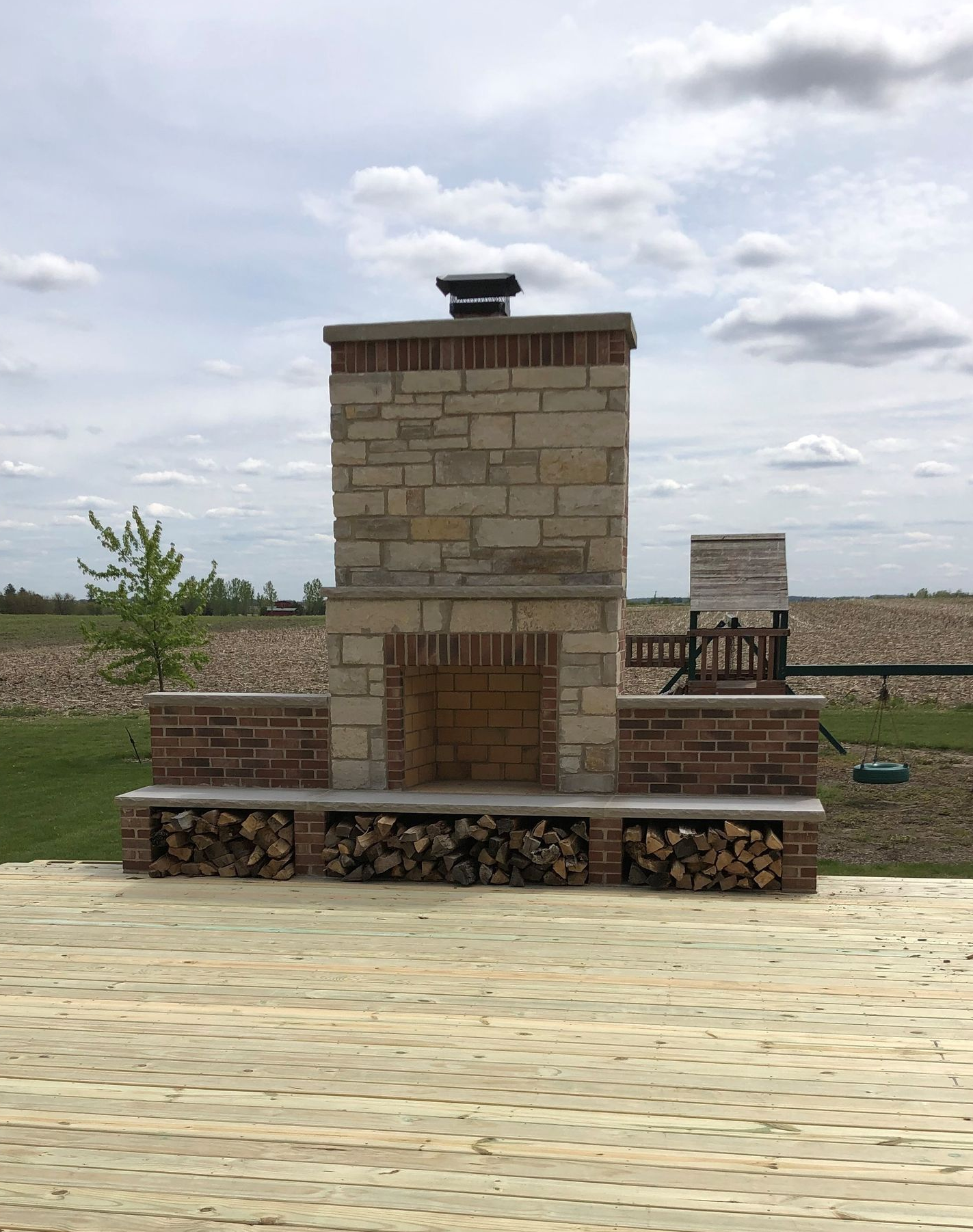 Outdoor brick fireplace construction in New Buffalo, MI Outdoor brick fireplace construction in New Buffalo, MI