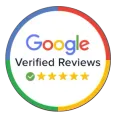 Google Verified Reviews badge with five yellow stars.