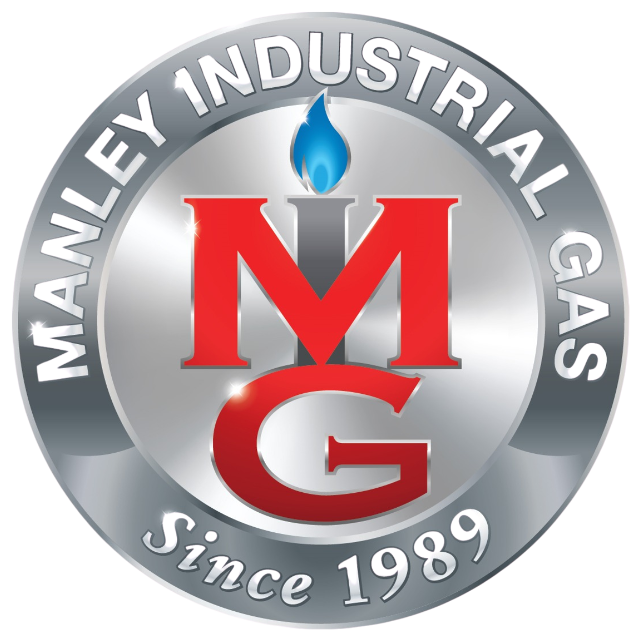 Manley Industrial Gas logo, serving since 1985.