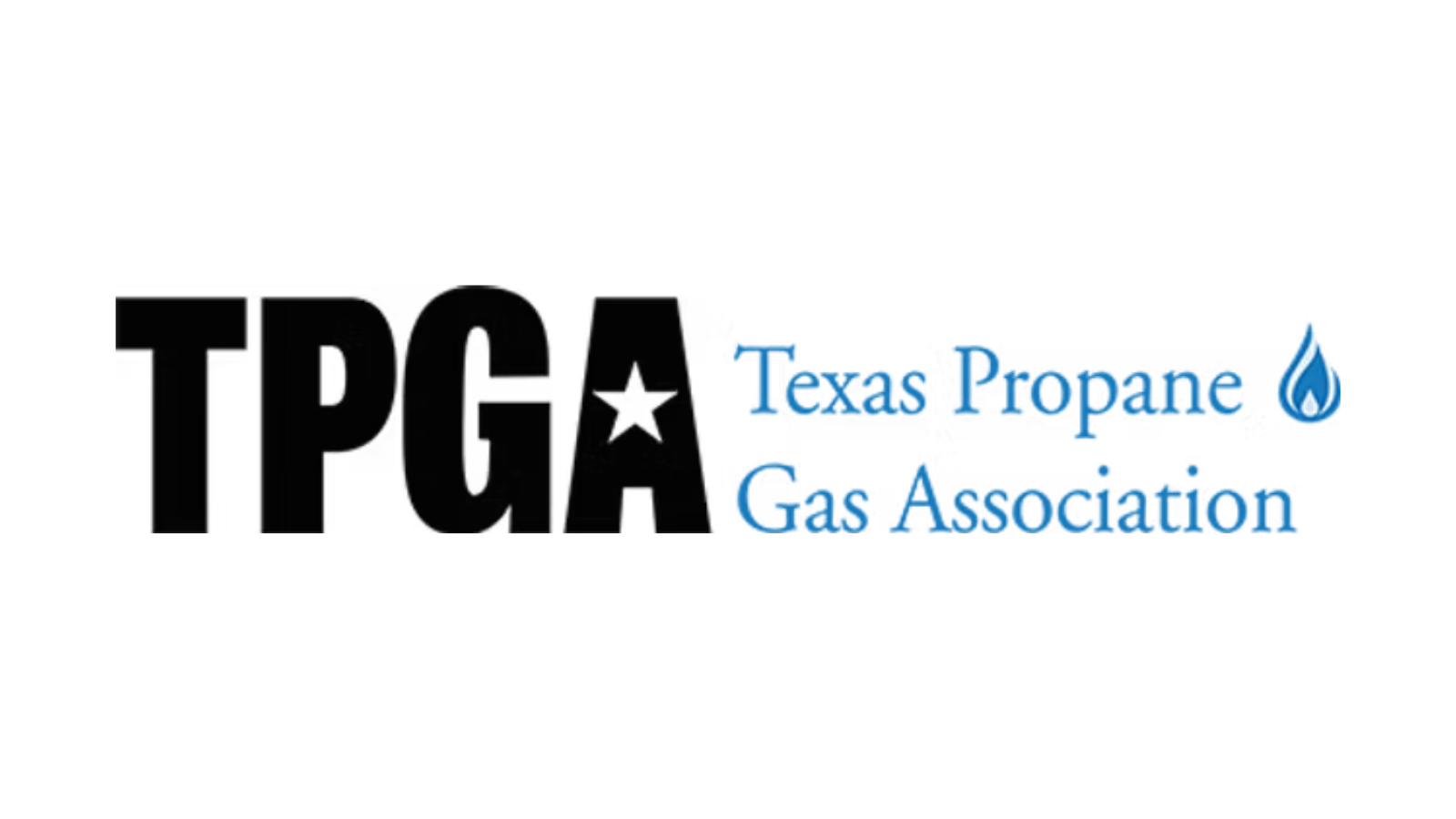 TPGA Texas Propane Gas Association logo in black and blue with flame icon