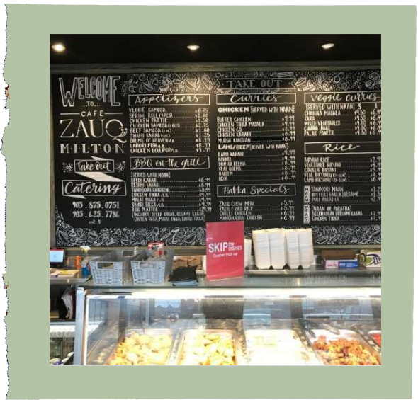 A picture of a chalkboard menu at a cafe