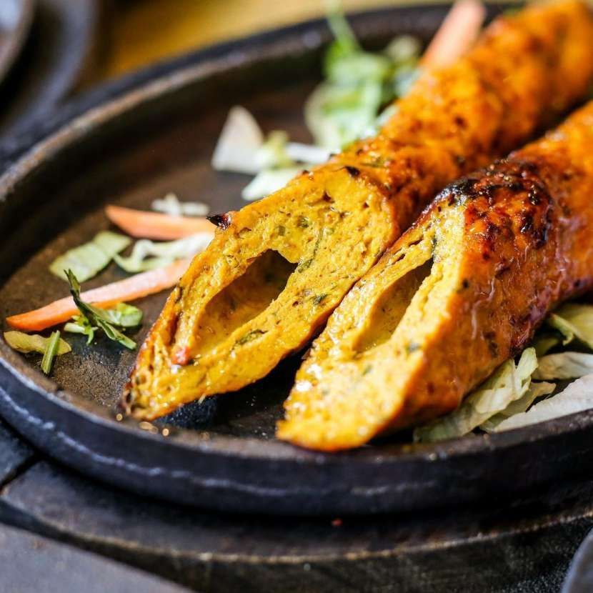 A close up of a plate of food on a table