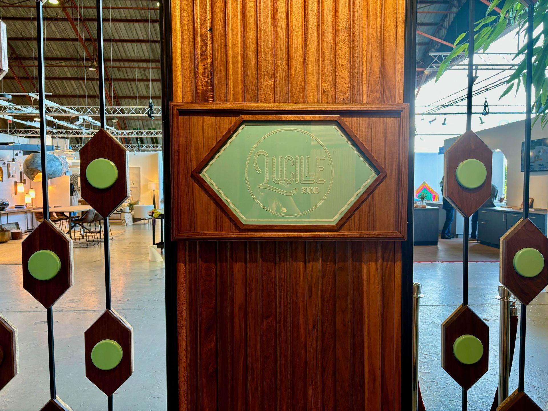 A wooden wall with a green circle on it