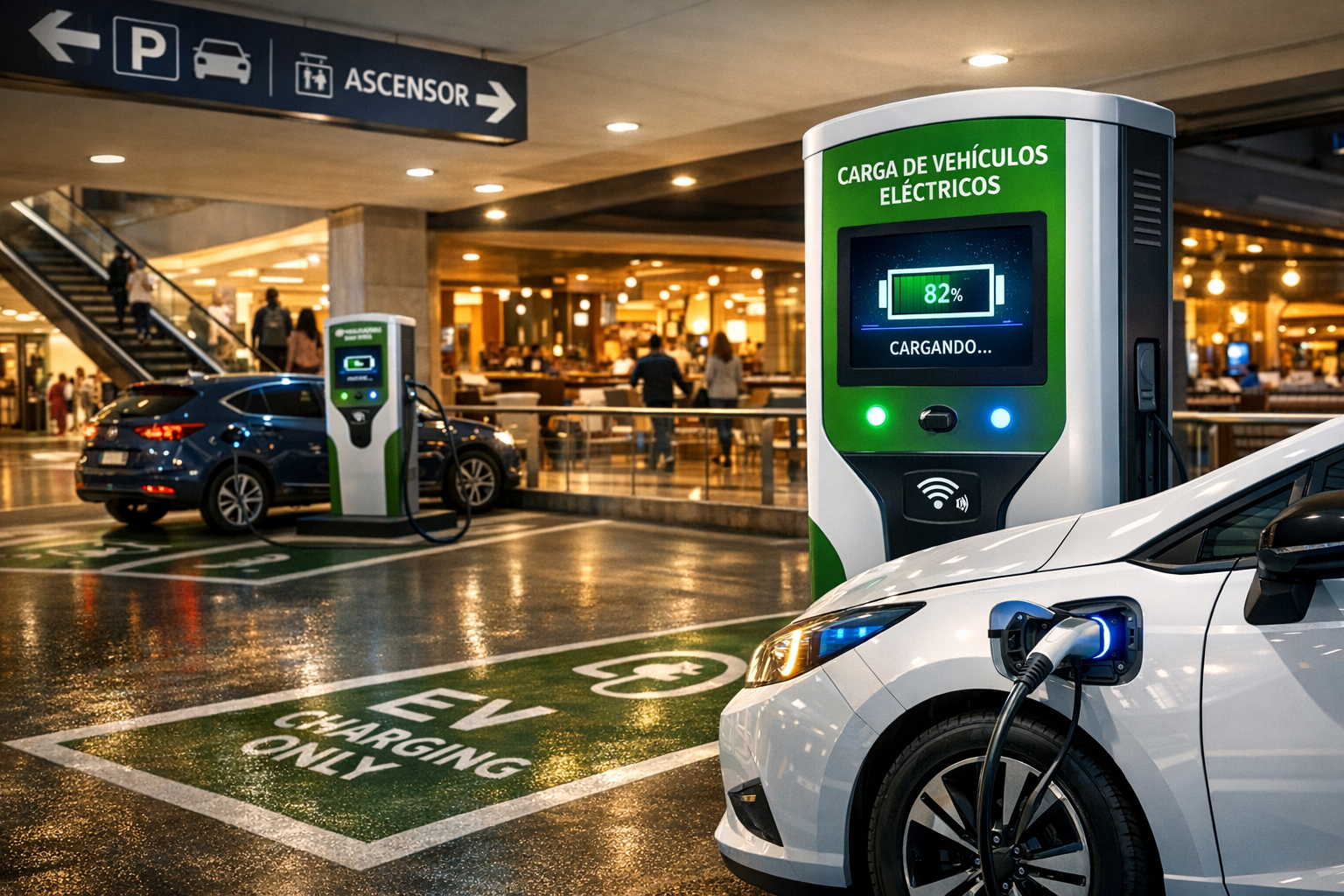 Cargadores VE semirrápidos para hospitales, centros comerciales, supermercados, parking