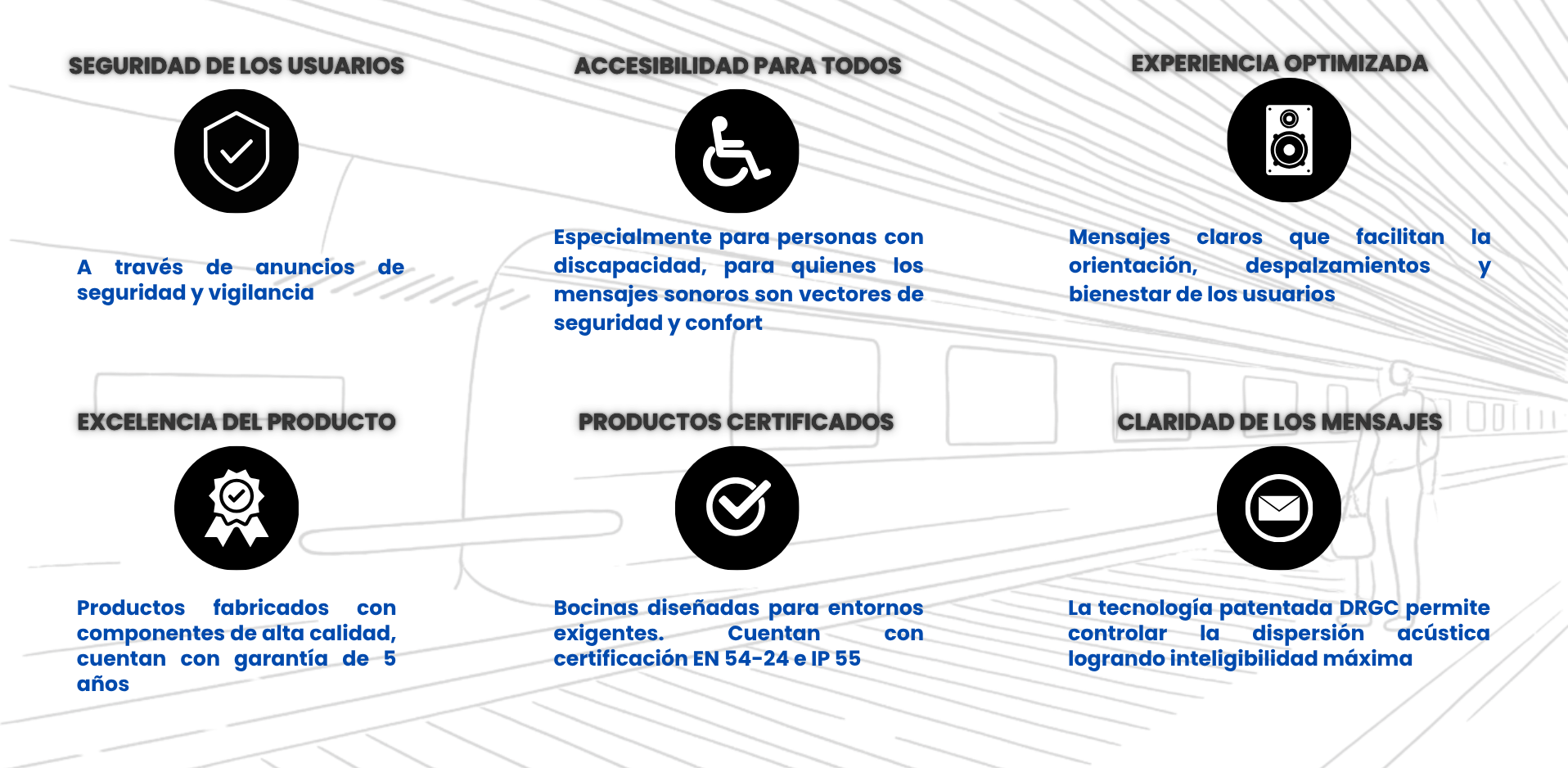 Beneficios Active Audio para transportes trenes, metro y aeropuertos