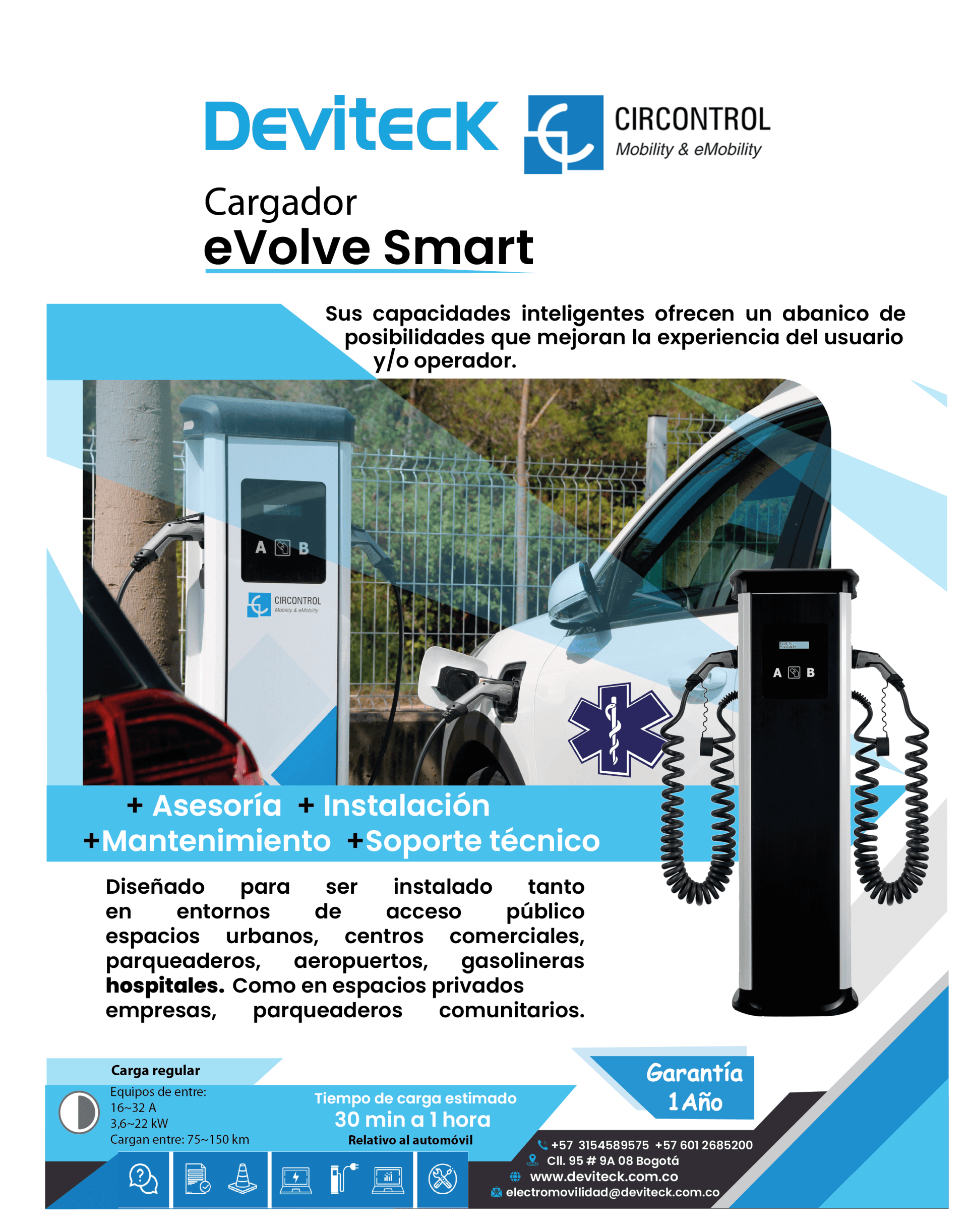 Folleto de las estaciones de carga inteligentes Devitech Evolve