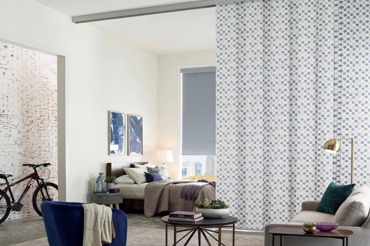 Hunter Douglas Skyline® Gliding Window Panels, Curtains, Vertical Blinds, blind slats near Austin, Texas (TX)