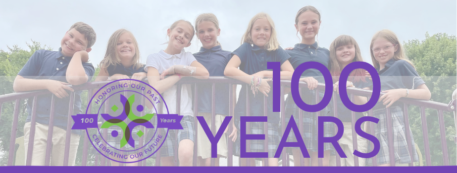 Carondelet Students with text overlayed saying 100 Years. Honoring Our Past. Celebrating Our Future.