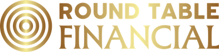 Round Table Financial logo with gold concentric circles and text on white background